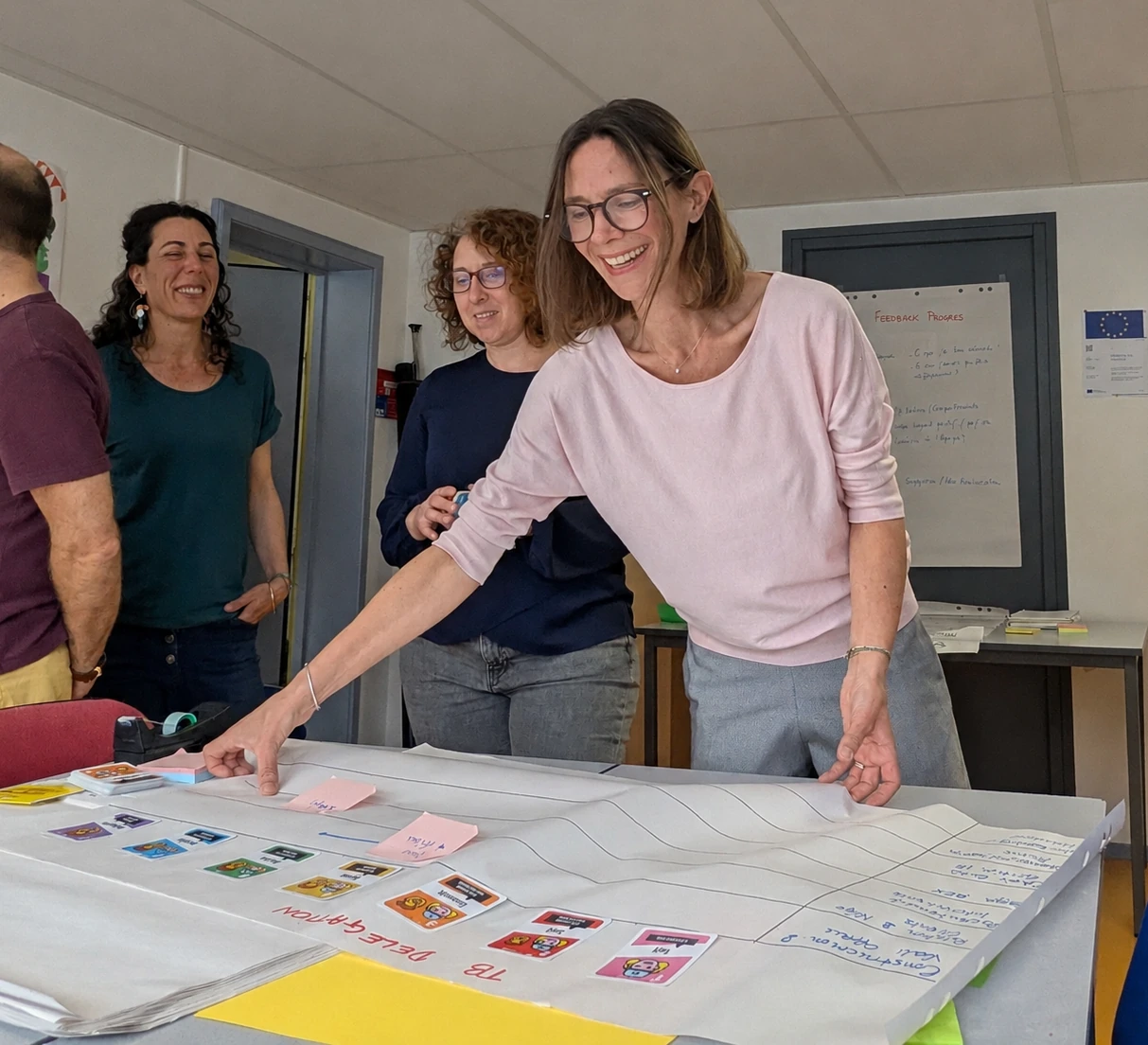 Atelier collaboratif autour d'une fresque et de cartes de délégation